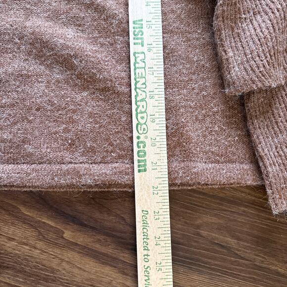 Lumière Ruffle Tiered Boxy Sweater Sz M Brown Elevated Basic Fall Flared Sleeve - Picture 6 of 7